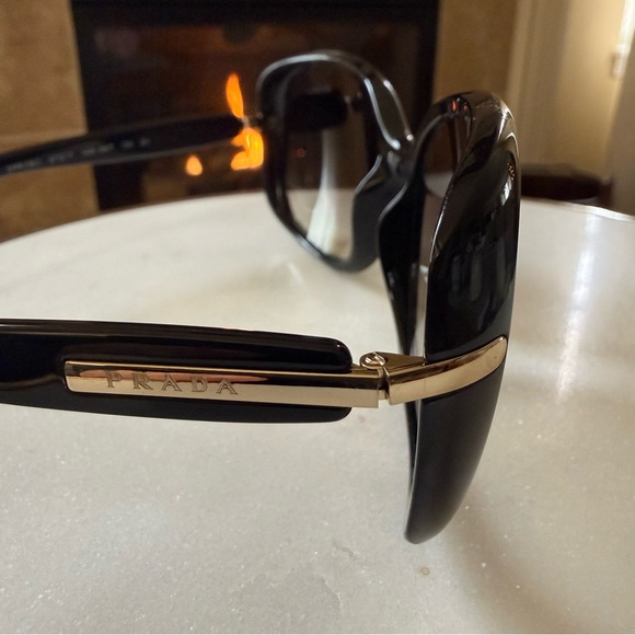 Prada Black Sunglasses with Gold Accent - Picture 12 of 14